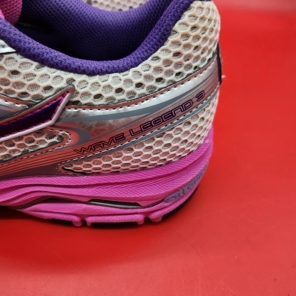 Mizuno Shoe Women's 7 Wave Legend 3  Pearl Gray Pink Purple Running Sneakers - Picture 4 of 12